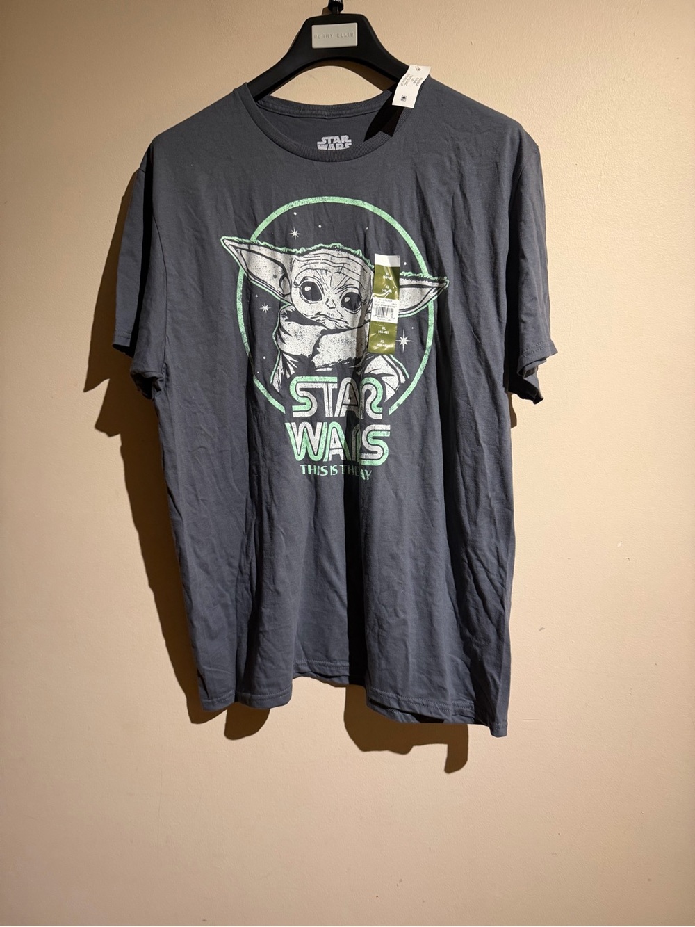 Star Wars Tee - Charcoal with Mint Green Grogu Graphic